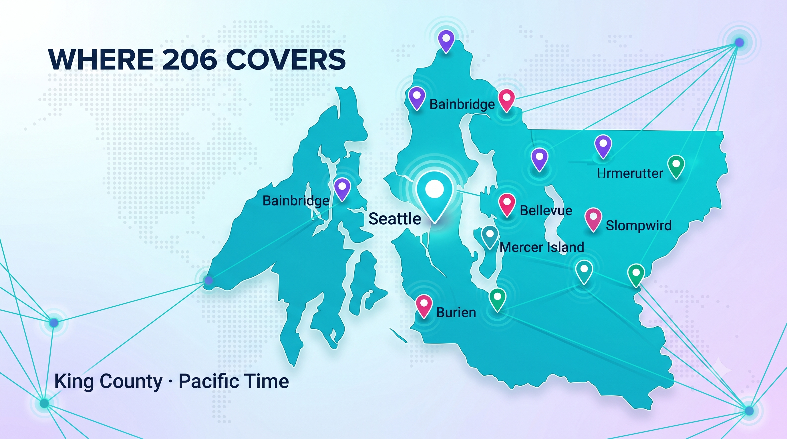 Where is the 206 area code — Seattle key neighbourhoods including Downtown, South Lake Union, Capitol Hill, Ballard and surrounding districts