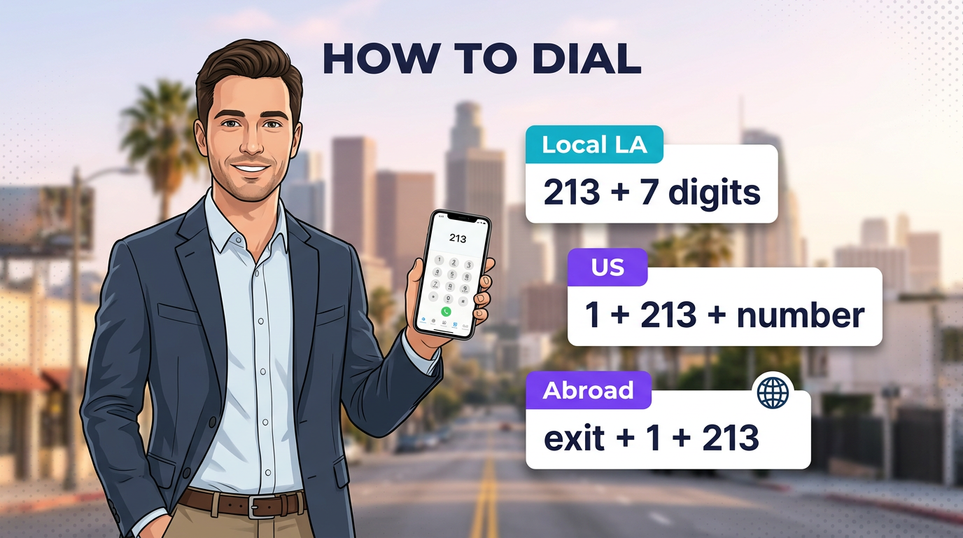 How to get a 213 area code phone number — choose, activate, and use features with 213 vs 323 area code comparison