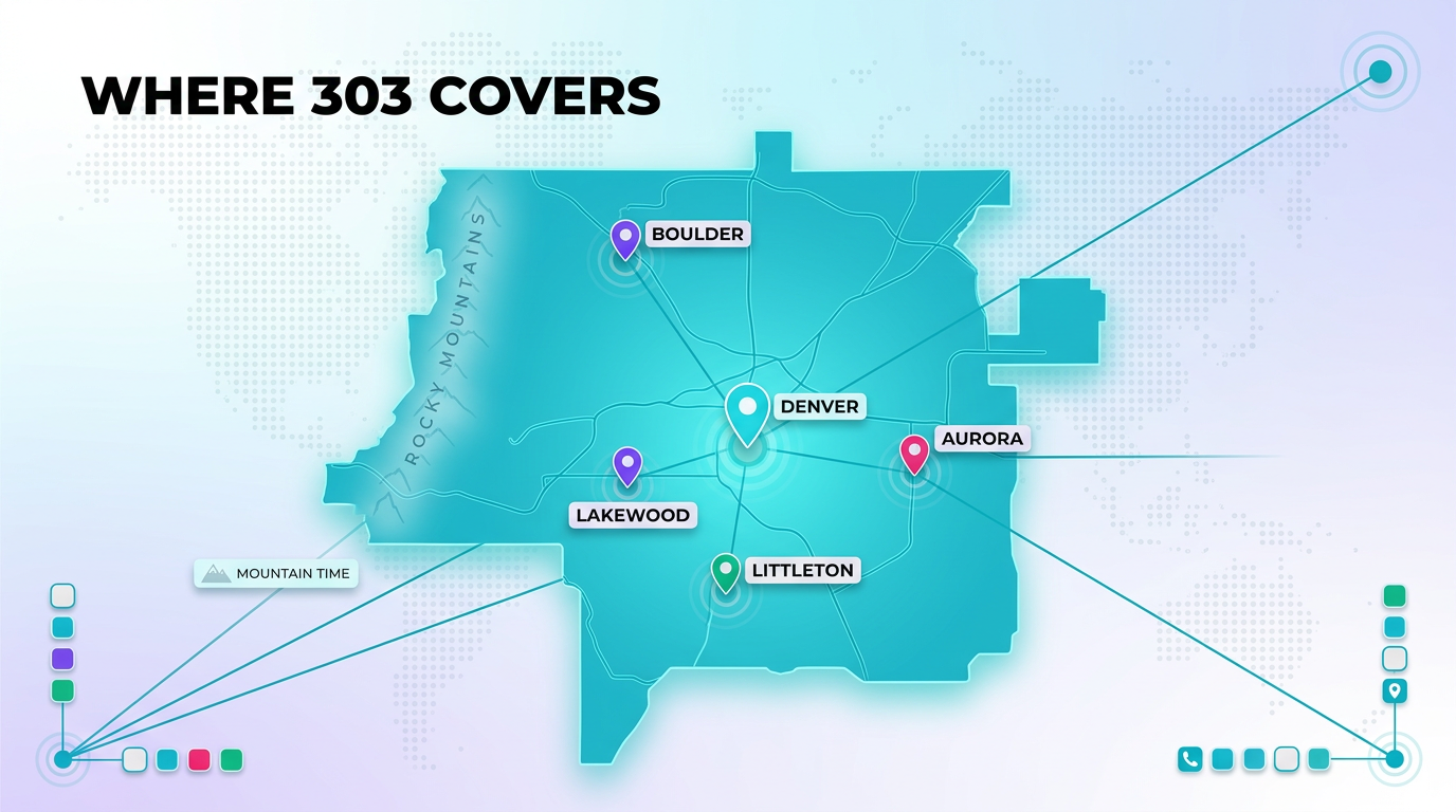 303 area code Denver metro coverage — cities and suburbs across the greater Denver area