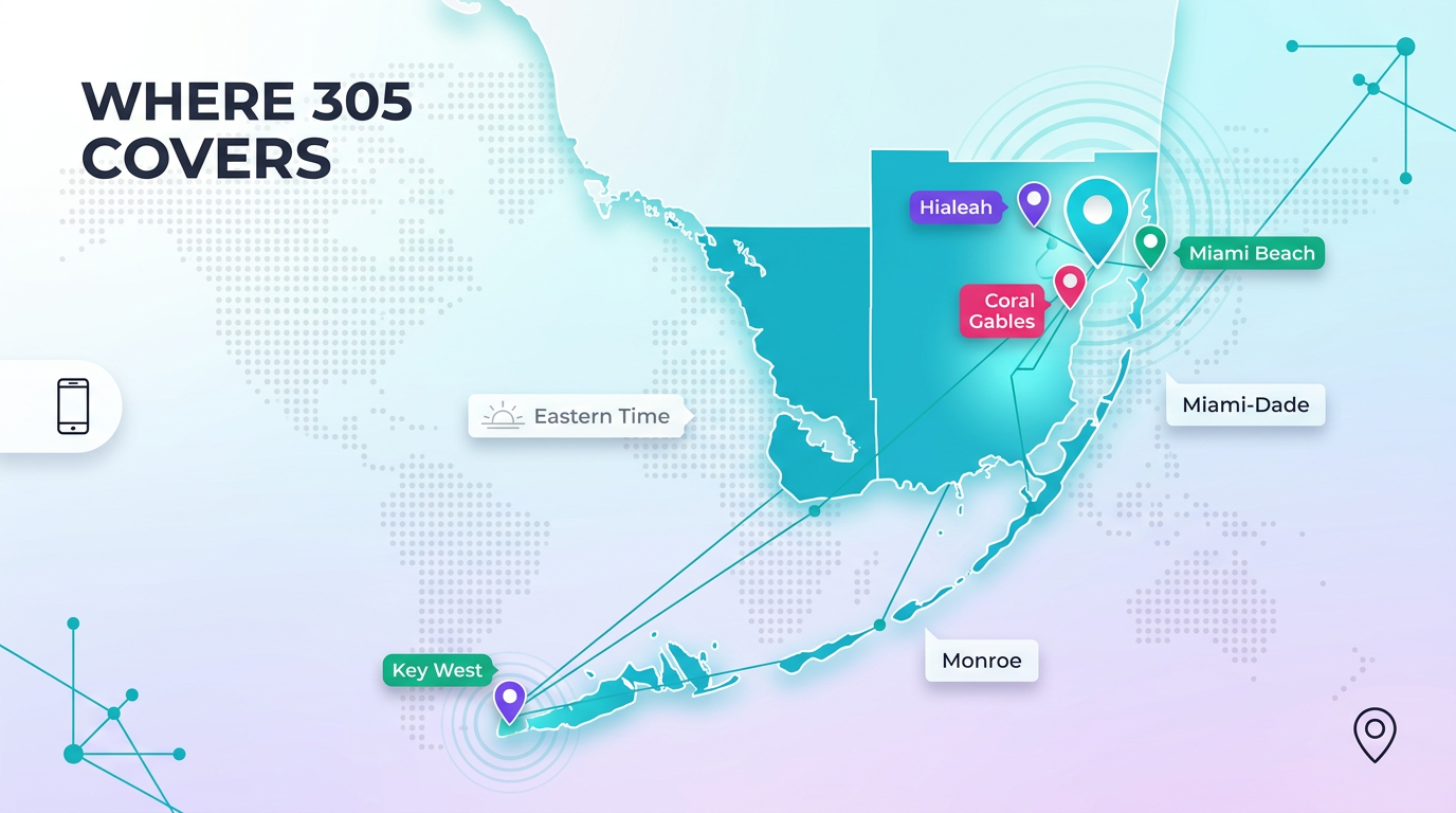 305 area code Miami coverage — cities and neighborhoods across South Florida