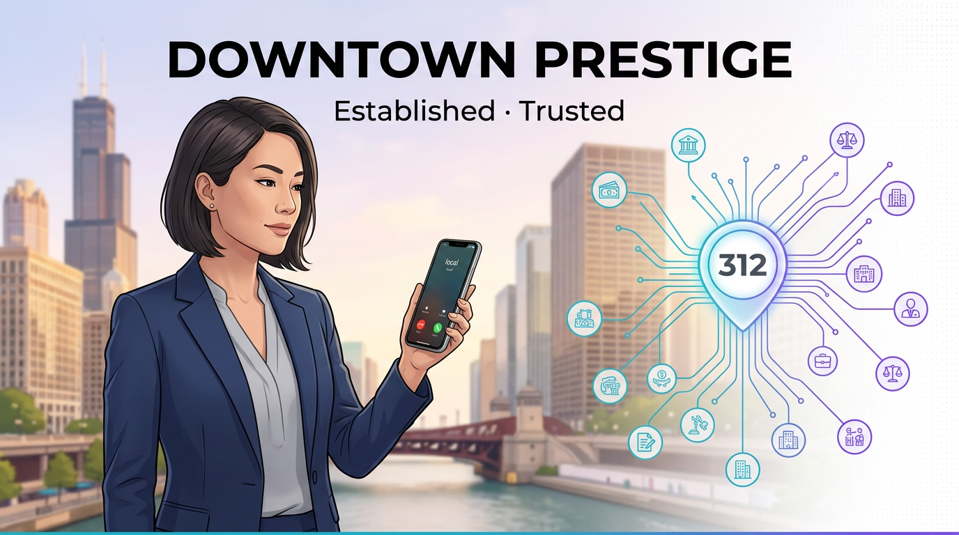 312 area code downtown Chicago prestige — finance, tech and business credibility