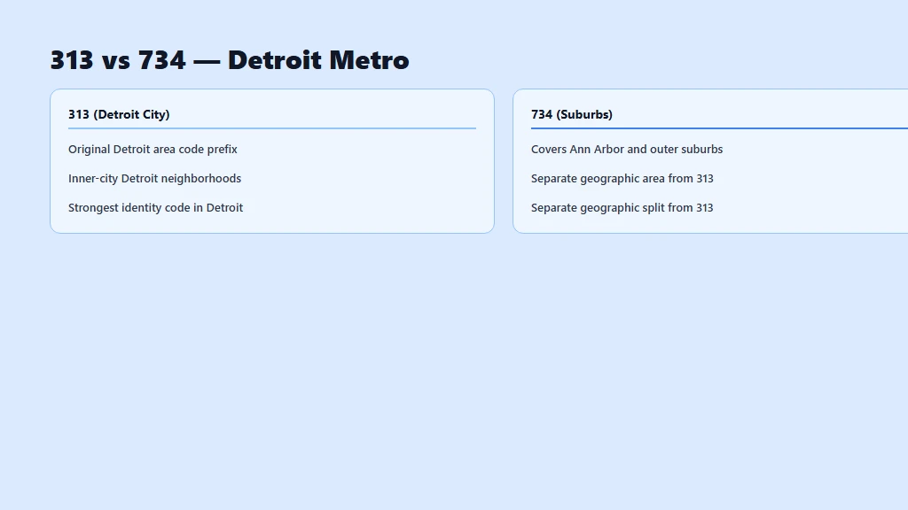 313 area code 679 overlay — same Detroit geography, two codes, dialing rules