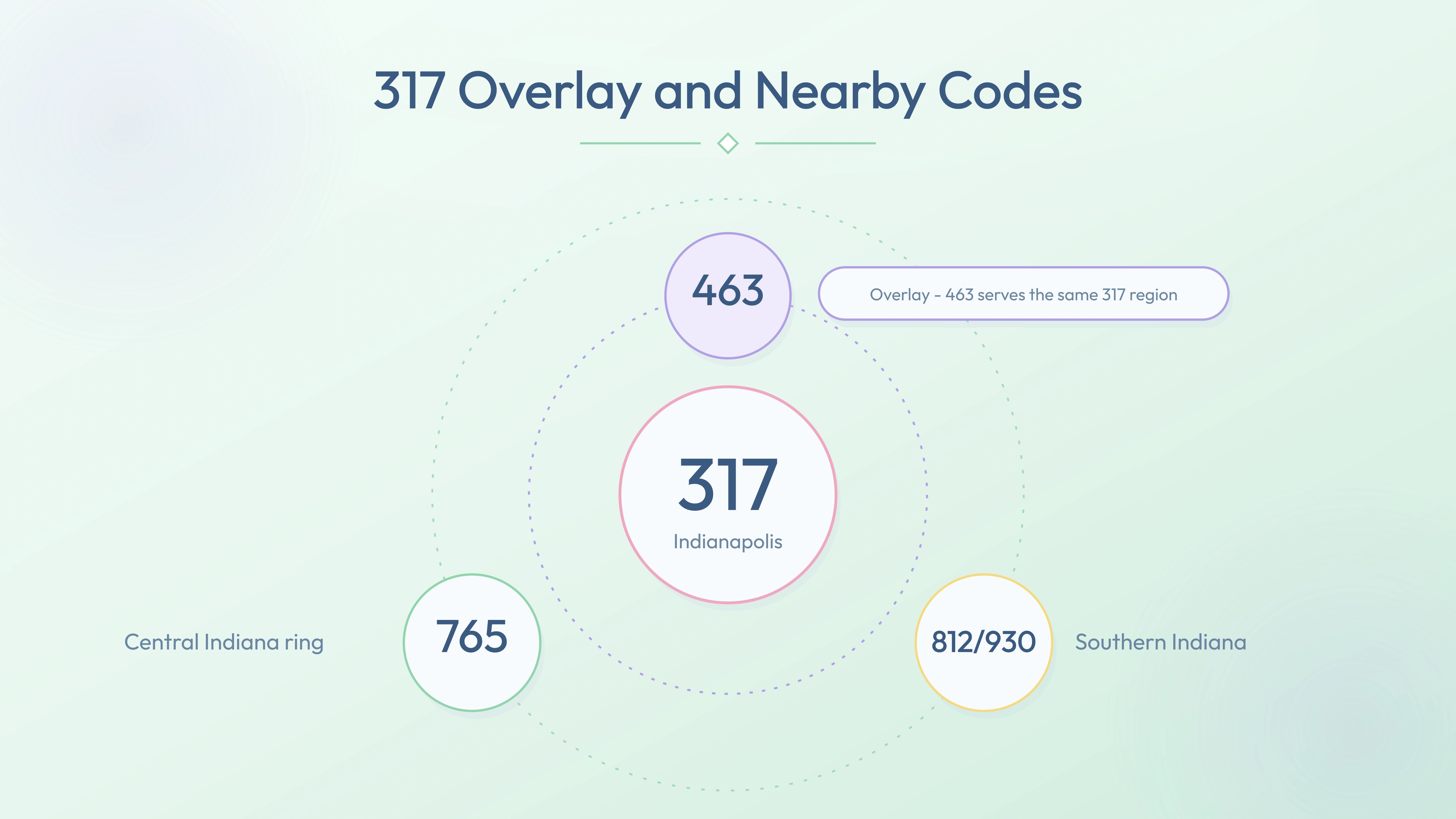 317 with the 463 overlay and nearby codes 765, 812/930