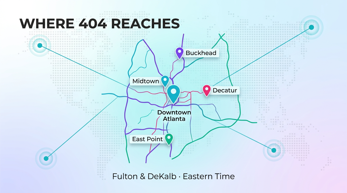 Where the 404 area code reaches — Atlanta metro cities and neighborhoods coverage