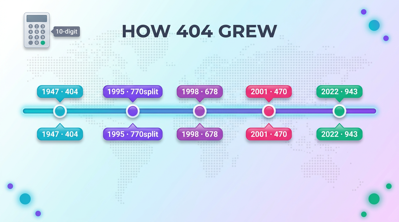 How the 404 area code grew — Atlanta code history, splits and overlay evolution