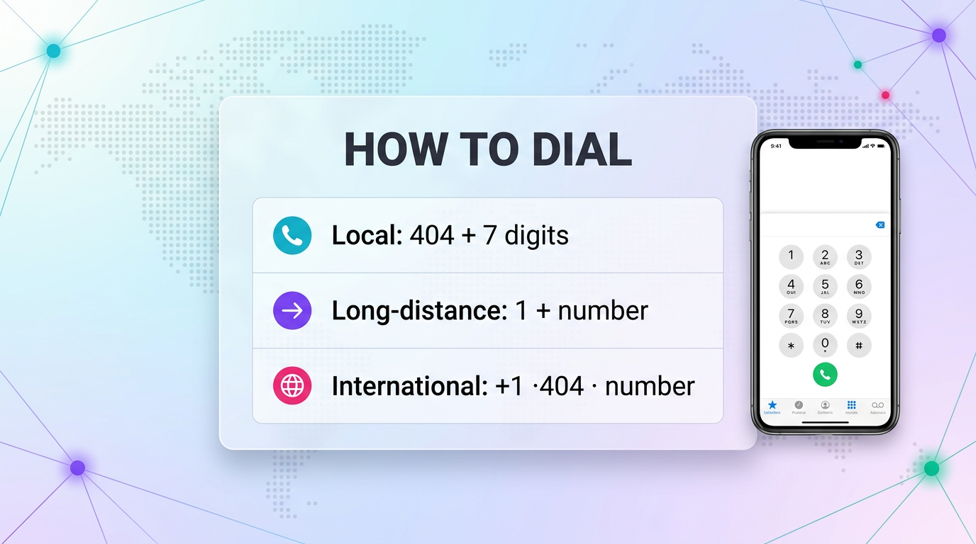 404 area code dialing rules — local, long-distance and international Atlanta number formats