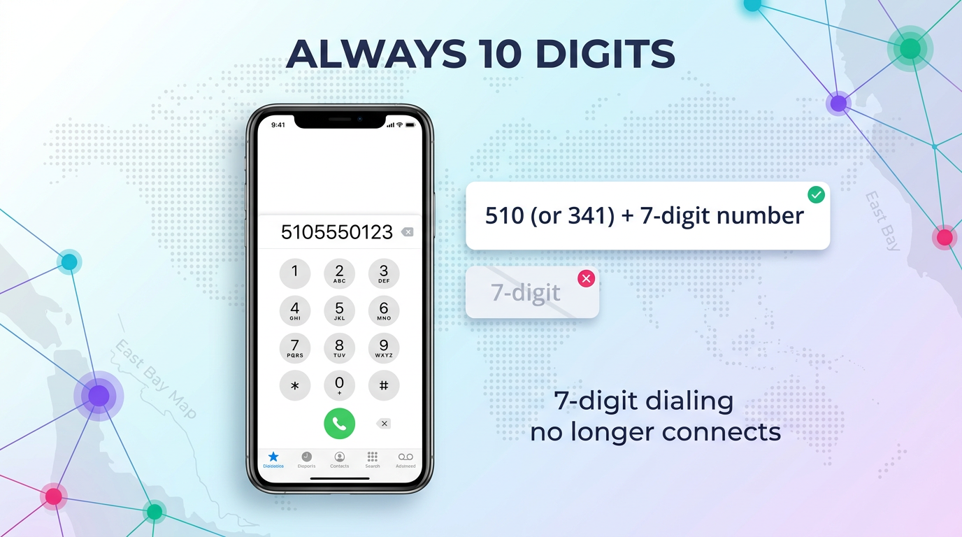510 area code dialing rules — local, long-distance and international dial formats
