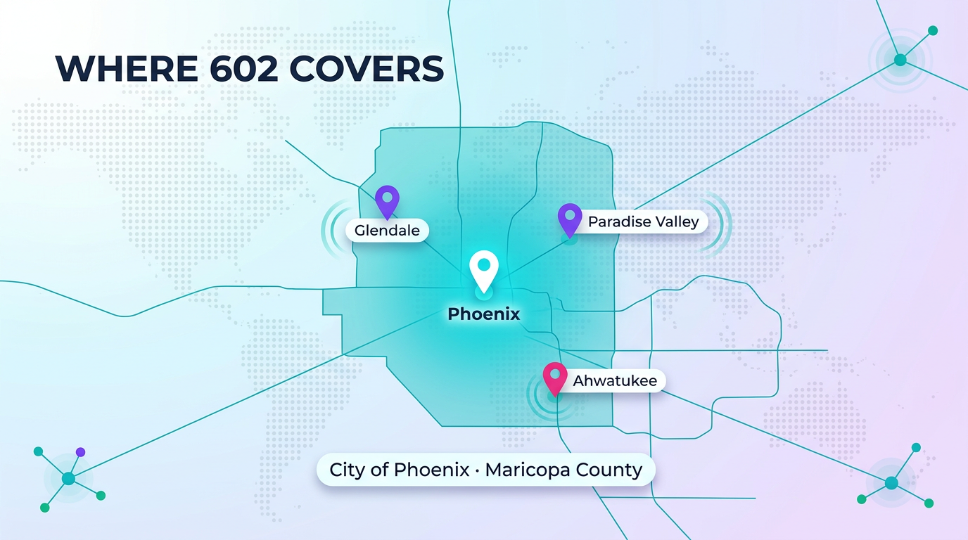 602 area code Phoenix coverage — cities and communities across the greater Phoenix metro