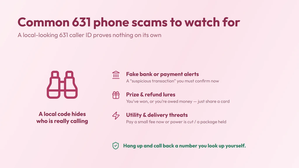 A local 631 caller ID is not proof of identity — red flags and how to verify a caller