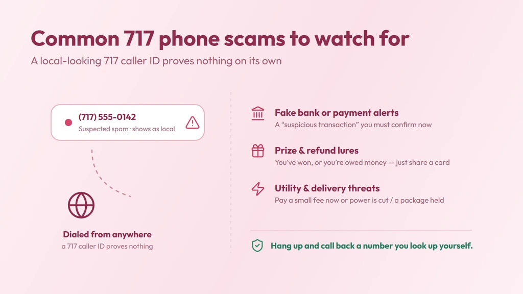 A local-looking 717 caller ID can be spoofed — verify unknown callers and never share details under pressure