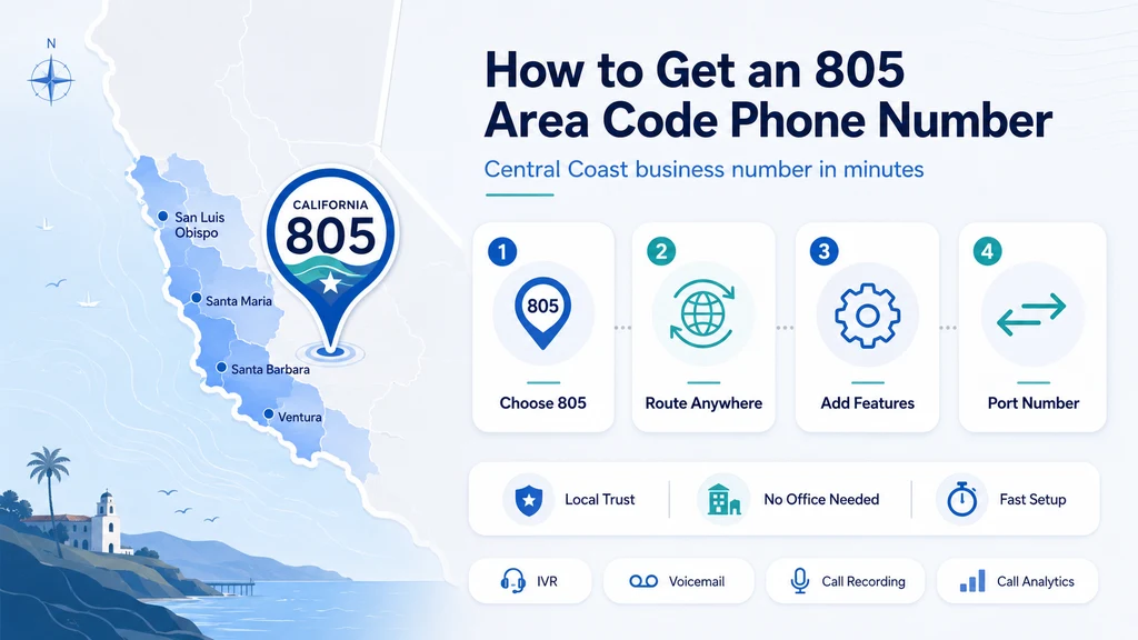 How to get an 805 area code phone number — local trust, no physical presence required, instant provisioning and number porting