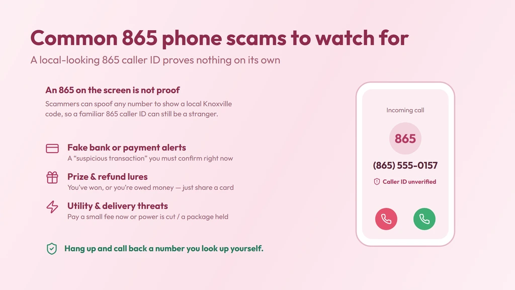 A local-looking 865 caller ID can be spoofed — verify unknown callers and never share details under pressure