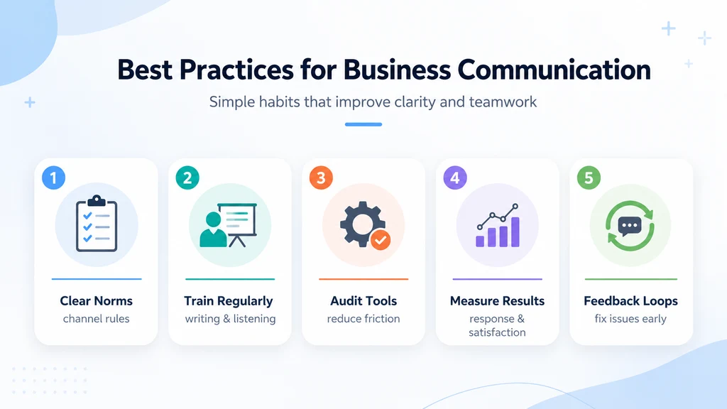 Best practices for business communication — clear norms, training, tool audits and feedback loops